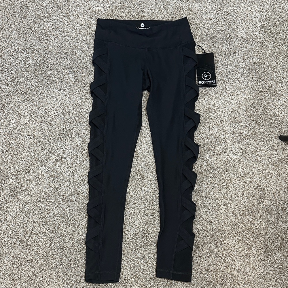 90 Degree By Reflex Black Leggings with Side Details